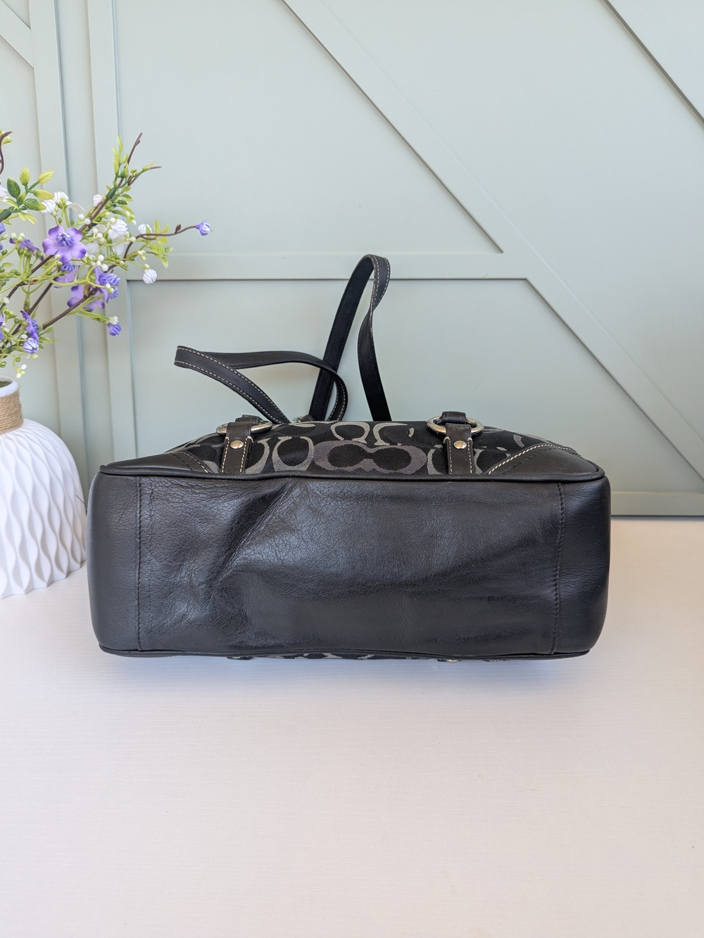 vintage Coach Gallery Optic Signature Tote Bag. - Gem